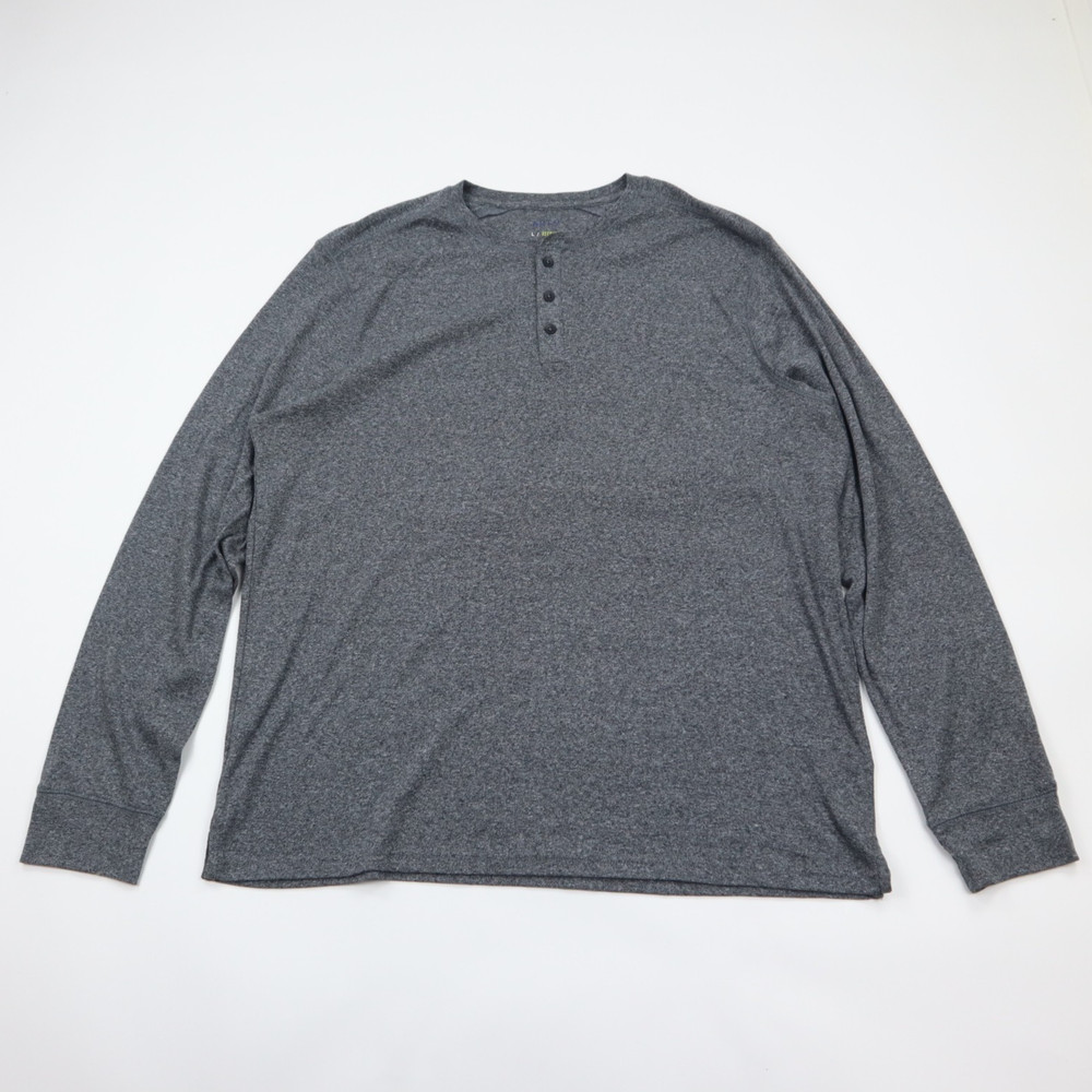 Apt 9 Premier Flex Henley Shirt Mens Large Heather Gray Soft Cotton Blend LS