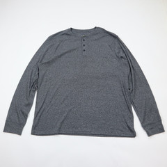 Apt 9 Premier Flex Henley Shirt Mens Large Heather Gray Soft Cotton Blend LS