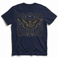 Luna Moth Galaxy Roses T-Shirt Gothic Witchy Celestial Boho Night Sky Gift Tee