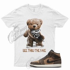 White THRU T Shirt for Air J1 1 Mid Dark Chocolate Archaeo Brown Crimson