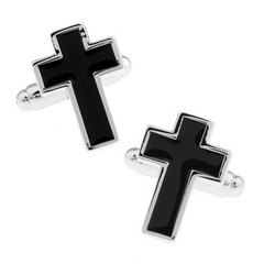 Christian Cross BLK Black Cufflinks Pair Mens Formal Shirt Cuff Links Ties