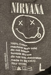 Nirvana T-Shirt Smile Face Band Logo Official Unisex Black Men’s Large