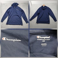 Champion Hoodie Men’s L Navy Pullover Lightweight Athletic Logo