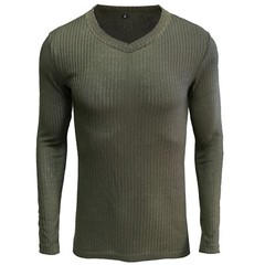 Zonbailon men’s t-shirt solid color quick dry V-neck bottomed shirt long sleeve