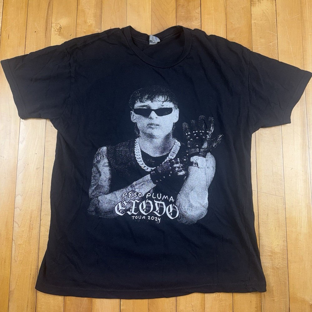 Peso Pluma Exodo Tour 2024 Black Concert T Shirt Size Medium M Graphic Band Tee