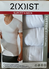 2(x)IST Slim Fit V-Neck Cotton Essential White T-Shirt Pack of 3 Size Medium NIB