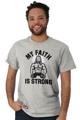 Faith Strong Reps For Jesus Cool Gym Workout Womens or Mens Crewneck T Shirt Tee