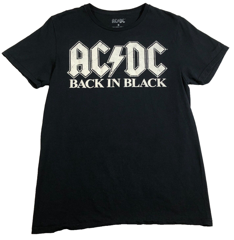 AC/DC Back in Black Unisex T-Shirt Sz S Black Crew Neck Short Sleeve Rock Music