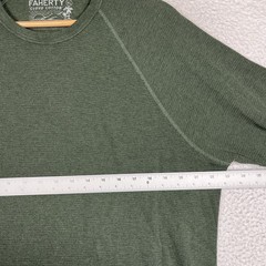 Faherty Shirt Large Cloud Waffle Crew Thermal Long Sleeve Green 100% Cotton