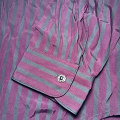 Intl Male Black Satin Stripe Shirt Large Glam Rock Goth Clubwear Vintage 80s