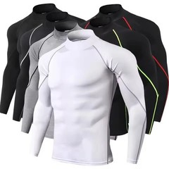 Share Men’s Long Sleeve Compression Shirt Quick-dry Gym Fitness Rashguard Top