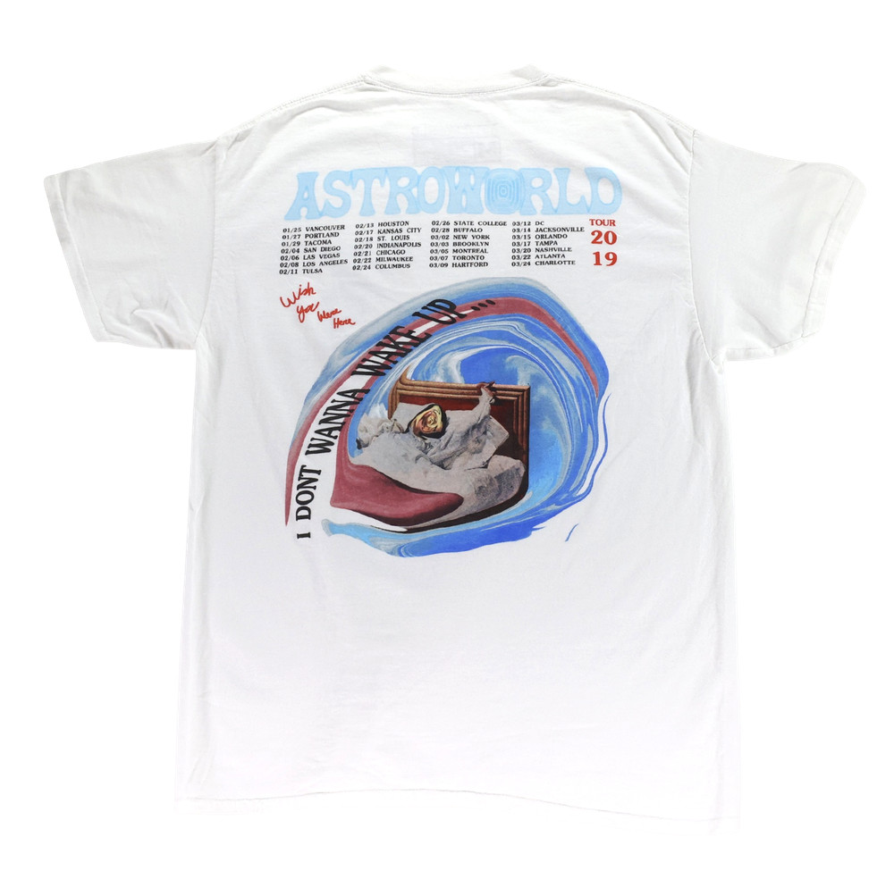 Travis Scott Astroworld Tour Wake Up Tee White 2019 (93665-127) Men’s Size M-2XL