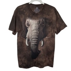 The Mountain Brown Elephant Print Tee, M