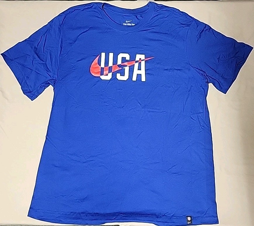 Nike USMNT 22 Swoosh Blue T-shirt Mens X-LARGE XL Soccer USA Tee NEW