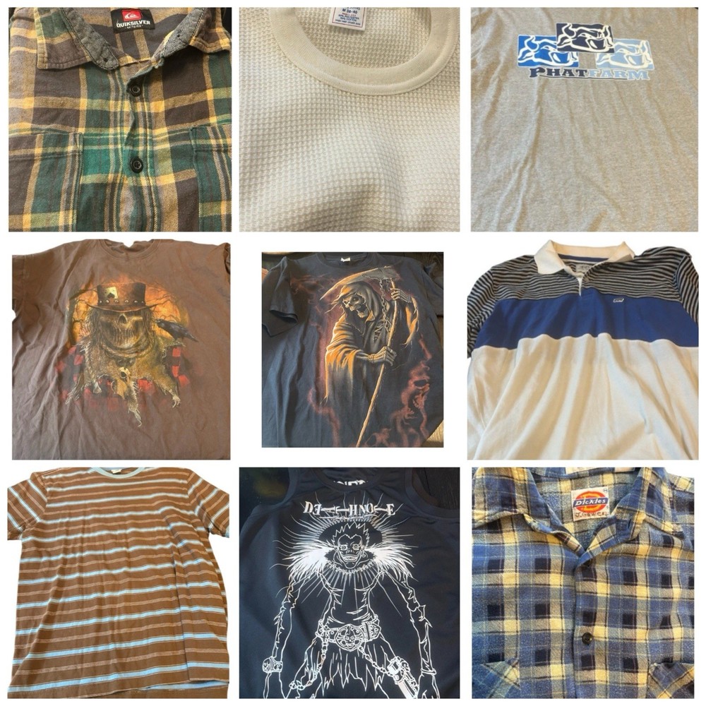Y2K Grunge Skater Men’s Clothing Lot 9pc Mixed Sizes M XL 2XL Bulk Reseller