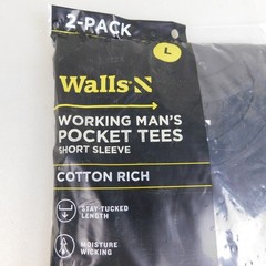 4pc Walls Working Man’s Short Sleeve Pocket T-Shirts Black 42-44, Large #A338