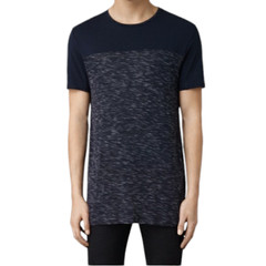 MENS ALL SAINTS T-Shirt Tunic Top, Heathered Gray Black Short Sleeve Casual, XL
