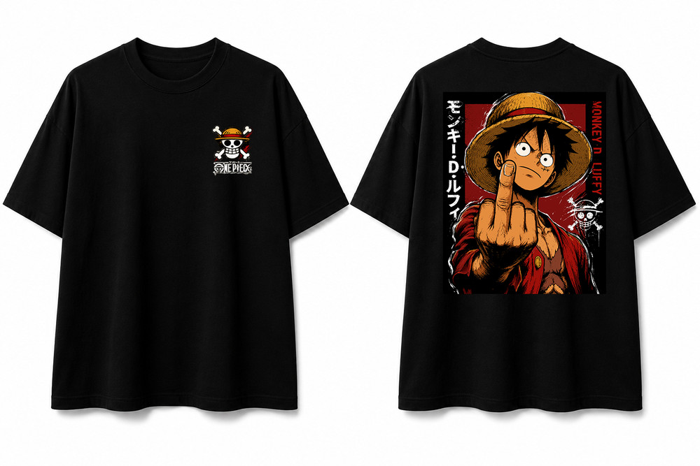 Anime Oversized T Shirt Japanese Streetwear Luffy Graphic Tee Unisex Cotton Top