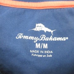 Tommy Bahama Shirt Mens Medium Blue Tagless Crewneck Jersey Contrasting Trim