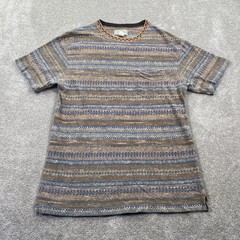 VTG Arizona Company Mens T Shirt L G Geometric Pattern Pocket Tee Brown Blue