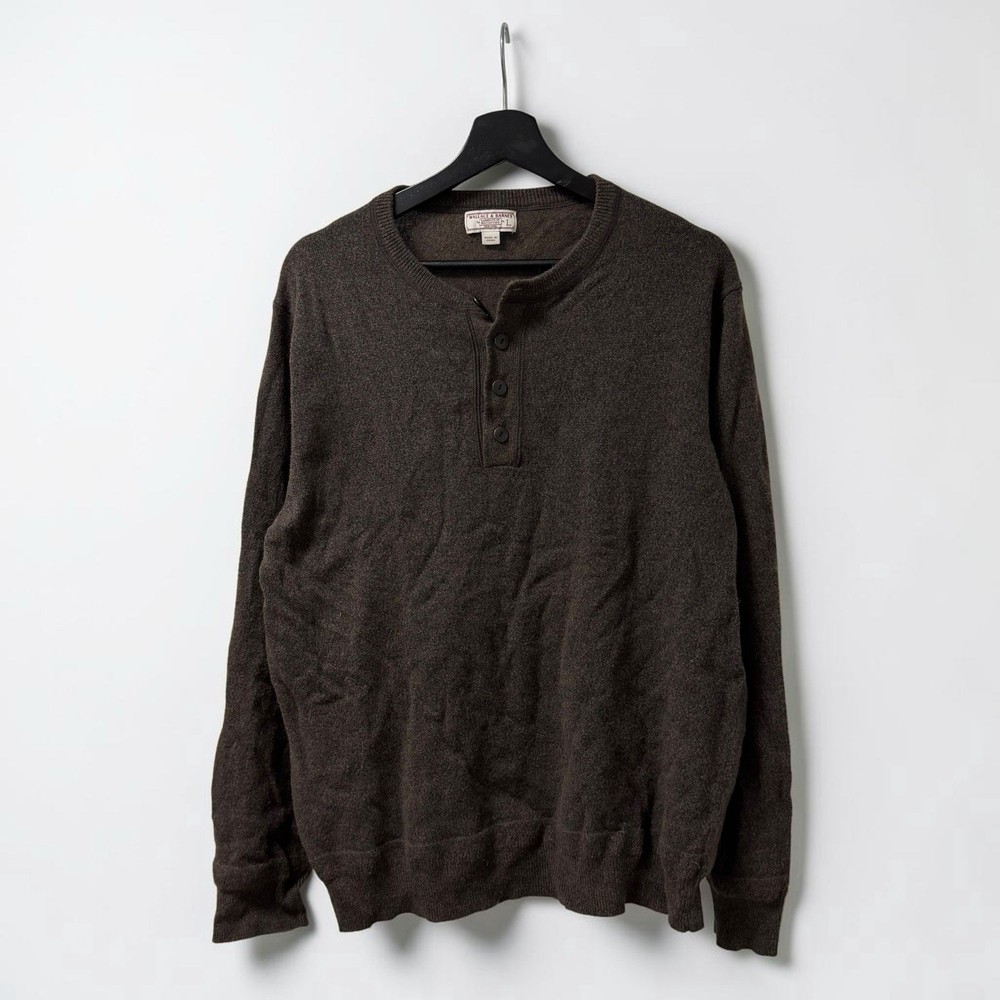 Wallace and Barnes Wool Henley Shirt Men’s Size: Large Brown Long Sleeve Thick
