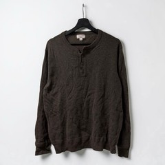 Wallace and Barnes Wool Henley Shirt Men’s Size: Large Brown Long Sleeve Thick