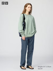 Uniqlo AIRism Cotton T-Shirt Long Sleeve Green Large