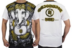 WEED Ganesha Ringer T-Shirt Men Ganesh Ganapati Hindu Gods Hippie Vintage WE08
