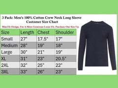 3 Pack: Men’s 100% Cotton Crew Neck Long Sleeve Tee Casual Basic T-Shirt S-4XL
