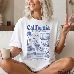 California Vintage Graphic T-Shirt Retro West Coast Beach Surf Summer Unisex Tee