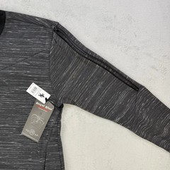 Royal Blue Shirt Mens Long Sleeve T-Shirt Charcoal Marled Zippers Tee Large