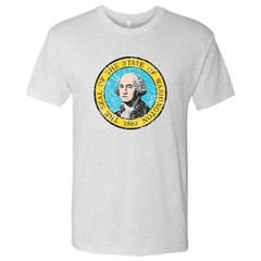 Washington Flag – State Pride Triblend Mens T-Shirt – Heather White