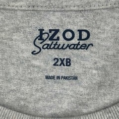 Izod Saltwater Shirt Mens 2XB Gray Soft Wash Crew Neck Short Sleeves Tee NWT