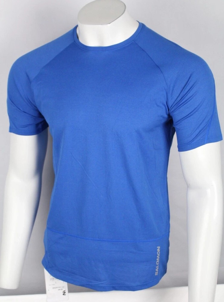 Salomon Men’s Cross Run T Shirt Short Sleeve Tee L Large Nautical Blue CI8696