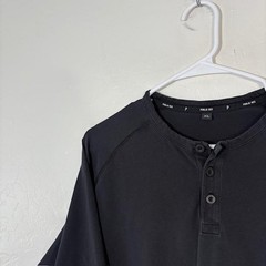 Public Rec Henley Shirt Mens XL Black Long Sleeve Pima Cotton Stretch Tee Top