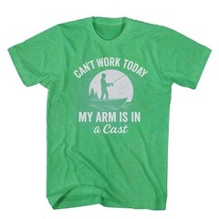 Mens Shirt Can’t Work Today My Arm is in A Cast T-Shirt Funny Fishing Novelty