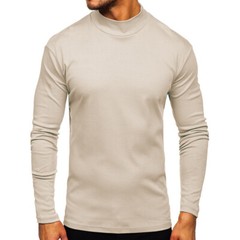 Zonbailon men’s t-shirt middle collar solid color bottomed t-shirt long sleeve