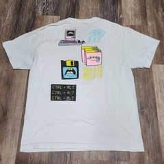 ALAB Computer White Graphic T-Shirt Adult Size Large Skater Short Sleeved T