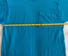 Vintage Fruit of the Loom Pocket T Shirt Large Turquoise Blue Single Stitch