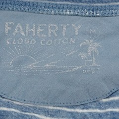 Faherty Cloud Cotton Henley Shirt Mens Medium Blue White Striped Long Sleeve