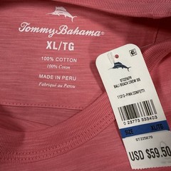 Tommy Bahama Pocket T Shirt Mens XL Pink Embroidered Logo Resort Beach