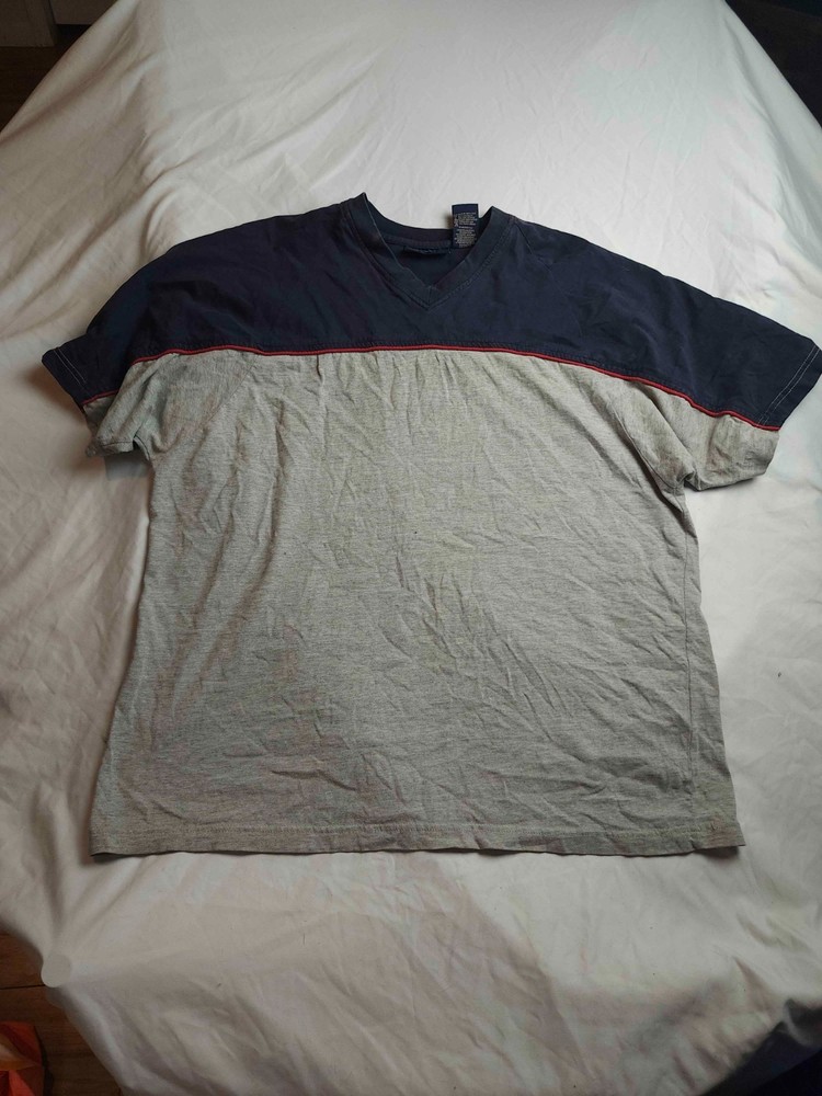 Vtg 90s Faded Glory T-Shirt Mens L Gray Colorblock Grunge Streetwear Normcore