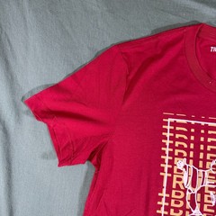 True Religion Mens Small Graphic T Shirt Red Buddha Guitar Logo Crew Neck