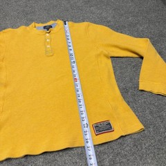 Brooks Brothers Henley Shirt Men Large Yellow Long Sleeve Waffle Knit Pullover