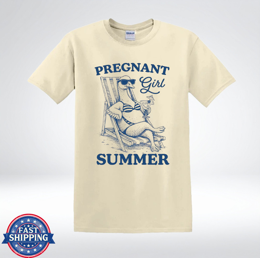 Pregnant Girl Summer Shirt Funny Goose Beach Humor T-Shirt