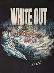 Vintage 90s White Out Ski Vail Colorado Snow T Shirt Mens XL Single Stitch Black