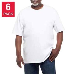 Kirkland Men’s 6-pack White 100% Cotton Crew Neck T-Shirts – FREE SHIPPING!