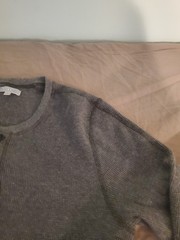 Wallace And Barnes Mens Large Gray Waffle Long Sleeve Henley Shirt
