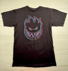Spitfire Wheels Shirt Skateboard Skater Black Bighead Tee Flame Grunge Mens M