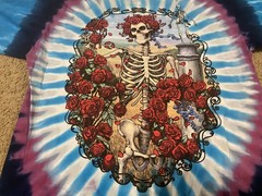 Vintage Liquid Blue Grateful Dead 1995 Tie Dye T-Shirt XL 30 Years Skeleton Rose